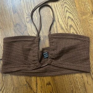 SHEIN Chocolate Waffle Knit Strapless Top